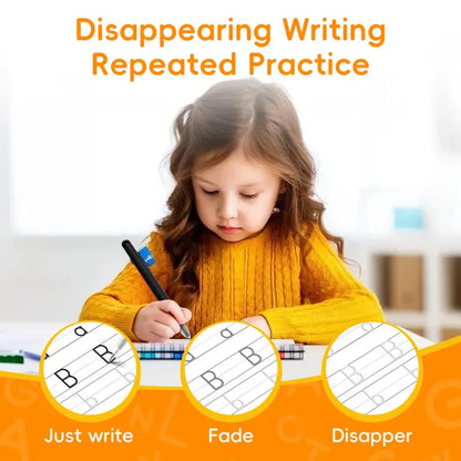 Magic Grooved Handwriting Practice Book for Kids 3-8 | Reusable Tracing Workbook with Auto-Fading Ink