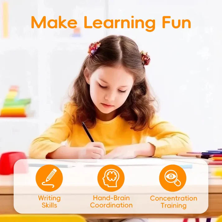 Magic Grooved Handwriting Practice Book for Kids 3-8 | Reusable Tracing Workbook with Auto-Fading Ink