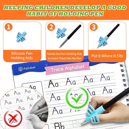 Magic Grooved Handwriting Practice Book for Kids 3-8 | Reusable Tracing Workbook with Auto-Fading Ink